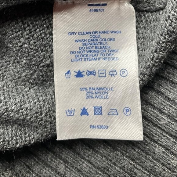 Lands' End XL Gray Cable Knit Cardigan Sweater Wool Bl Minimalist - Picture 5 of 11